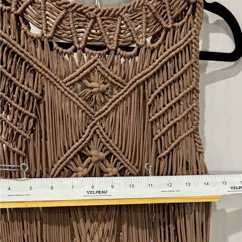🌺Origami By Vivian Chic Tan Fringe Dress | Tunic | Coverup🌸🌺 - Picture 5 of 8